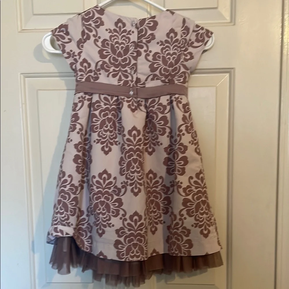 Baby Gap Elegant Floral Kids Dress in Beige and Brown